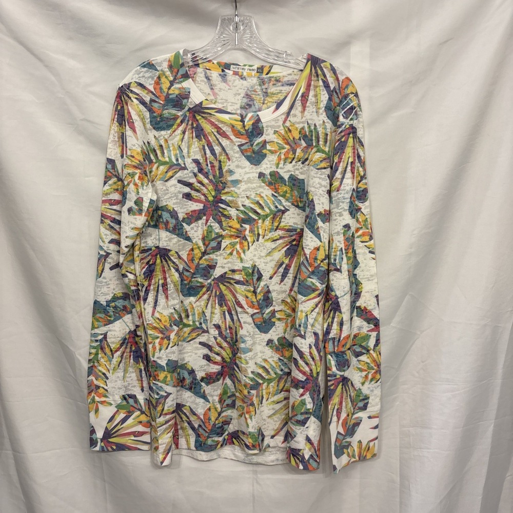 Whimsy Rose Tropical Leaf Long-Sleeve Waffle Thin Thermal T-Shirt Size XL